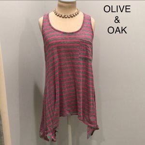 💯✅ AUTHENTIC OLIVE & OAK STRIPED TANK W/ POCKET